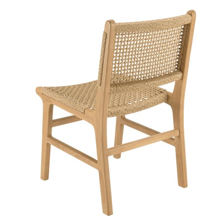 Lot 2 chaises jardin Valeria teck naturel rotin beige