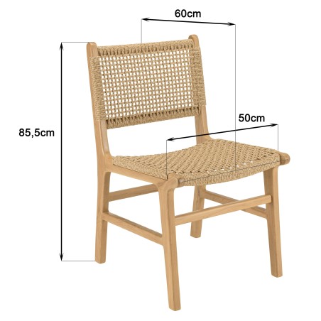 VALERIA Set of 2 Teak Garden Chairs - Beige Rattan