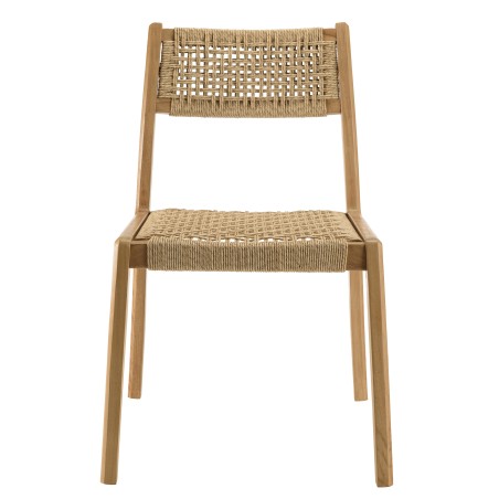 VALERIA Set of 2 Teak Garden Chairs - Beige Woven Rattan