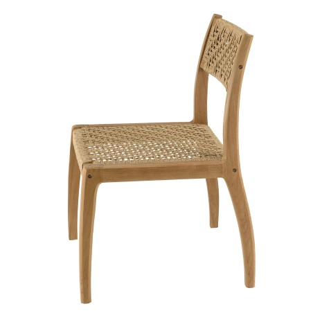 Lot 2 chaises jardin teck rotin synthétique beige