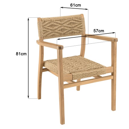 Lot de 2 fauteuils jardin teck rotin synthétique