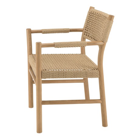 VALERIA - Set of 2 Garden Armchairs | Beige Synthetic Rattan & Teak