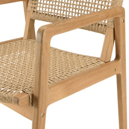 VALERIA - Set of 2 Garden Armchairs | Natural Teak & Beige Rattan