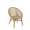 Lot de 2 fauteuils jardin arrondi teck rotin synthétique