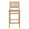 Lot de 2 tabourets bar de jardin teck rotin beige
