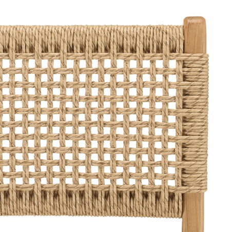 VALERIA Set of 2 Beige Synthetic Rattan Teak Garden Bar Stools