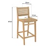 Lot de 2 tabourets bar de jardin teck rotin beige