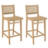 Lot de 2 tabourets bar de jardin teck rotin beige
