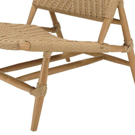 VALERIA - Set of 2 Relief Synthetic Rattan Teak Garden Lounge Chairs