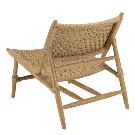 Lot 2 fauteuils lounge jardin teck rotin synthétique