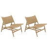 Lot 2 fauteuils lounge jardin teck rotin synthétique