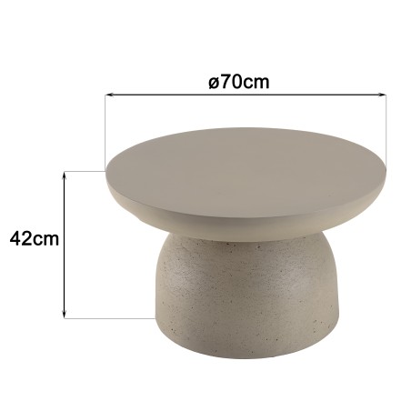 Table basse ronde HECTOR 70x70cm effet béton