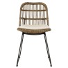 KALLY - Set of 2 Grey Rattan Chairs with White Cushions and Black Metal Legs