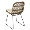 Lot 2 chaises rotin grisé coussin blanc métal noir