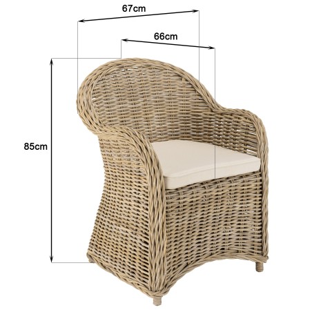 Fauteuil en kubu KALLY avec coussin blanc