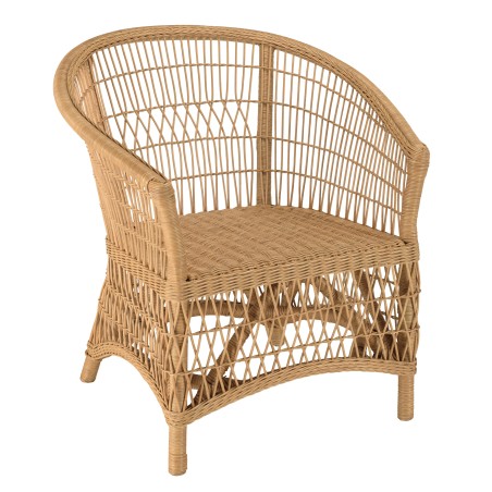 KALLY Natural Rattan Armchair with White Seat Cushion