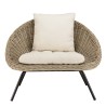 KALLY Kubu Lounge Chair with White Seat Cushion and Black Metal Legs
