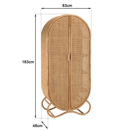 Armoire en rotin KALLY 2 portes cannage brun miel