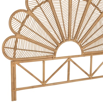 Tête de lit demi-lune KALLY en rotin brun miel 140/160cm