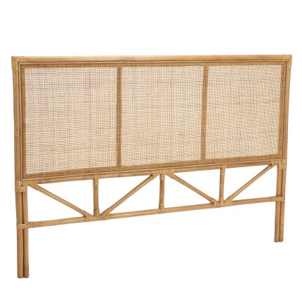 Tête de lit en rotin brun miel 160x110 cm - Style bohème chic