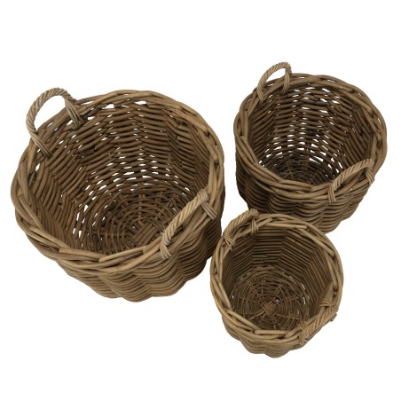 Set de 3 paniers de rangement en rotin naturel KALLY