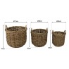 Set de 3 paniers de rangement en rotin naturel KALLY