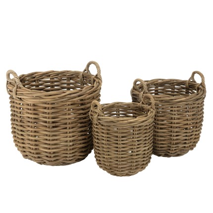 Set de 3 paniers de rangement en rotin naturel KALLY