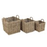 Set de 3 paniers de rangement carrés en kubu naturel KALLY