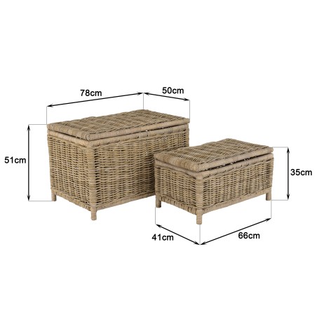 Set de 2 coffres de rangement KALLY en kubu naturel