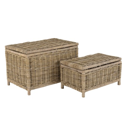 Set de 2 coffres de rangement KALLY en kubu naturel