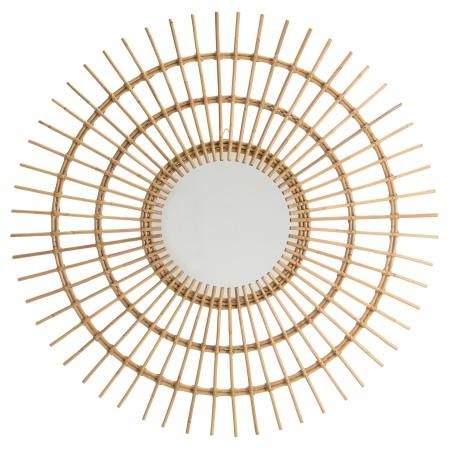 KALLY Round Mirror 100 cm - Sun Design, Honey Brown Rattan