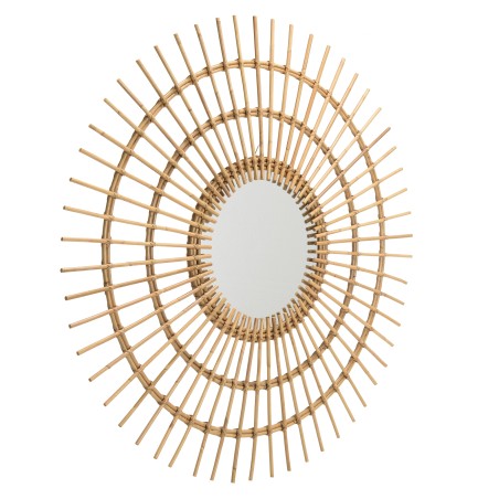 Miroir rond en rotin KALLY 100cm - Modèle soleil brun miel