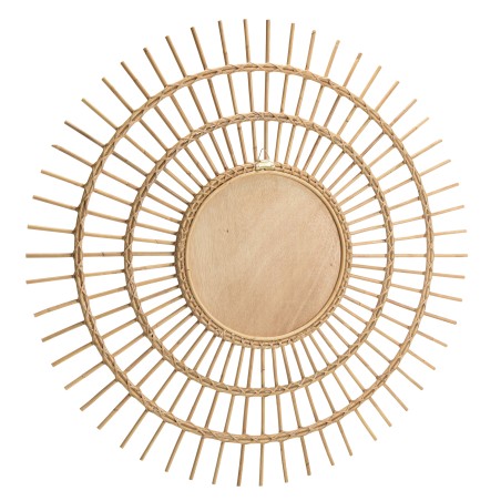 KALLY Round Mirror 100 cm - Sun Design, Honey Brown Rattan