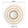 KALLY Round Mirror 100 cm - Sun Design, Honey Brown Rattan