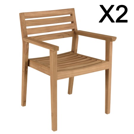Lot de 2 fauteuils de jardin en teck KALLY