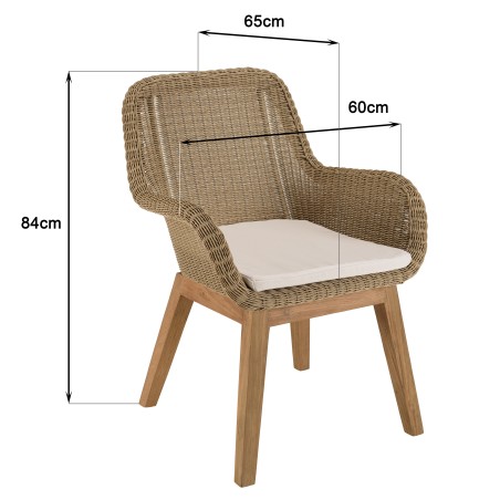 KALLY - Set of 2 Synthetic Rattan Garden Armchairs with Cushions