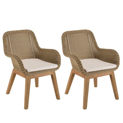 KALLY - Set of 2 Synthetic Rattan Garden Armchairs with Cushions