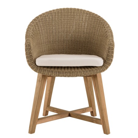KALLY - Set of 2 Synthetic Rattan Garden Armchairs with Cushions