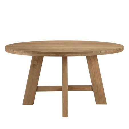 Table à manger de jardin ronde KALLY 150x150cm en teck recyclé