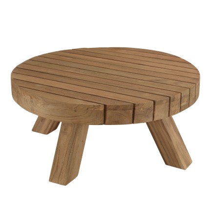 Table basse jardin ronde en teck recyclé KALLY 80x80m