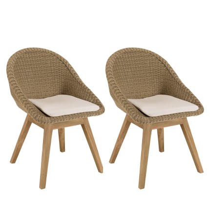 KALLY - Set of 2 Synthetic Rattan Garden Chairs