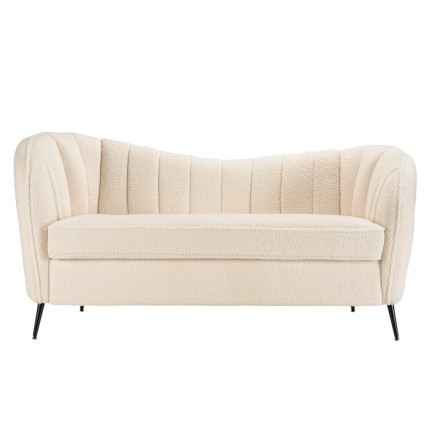 LEOPOLD 2-Seater Wave Sofa in Ecru Bouclé Fabric