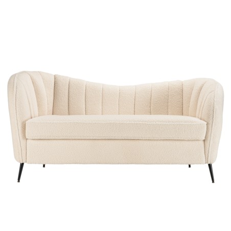 LEOPOLD 2-Seater Wave Sofa in Ecru Bouclé Fabric