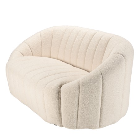 LEOPOLD 2-Seater Shell Sofa in Ecru Bouclé Fabric