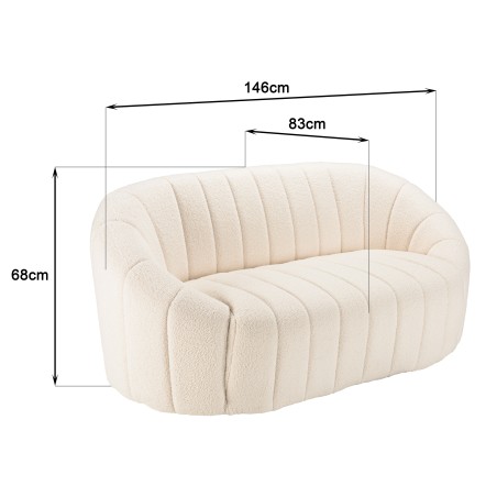 LEOPOLD 2-Seater Shell Sofa in Ecru Bouclé Fabric