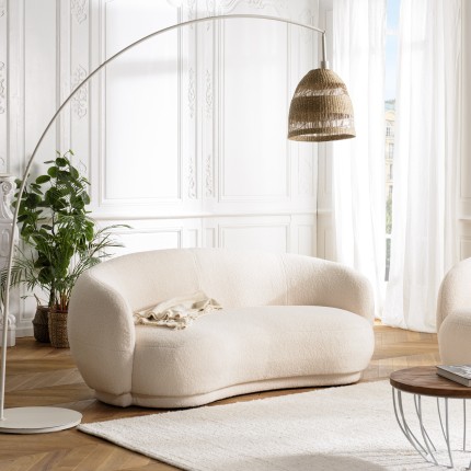 LEOPOLD - 3-seater Beanbag Sofa in Ecru Bouclé Fabric