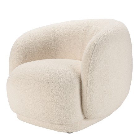 LEOPOLD Round Armchair in Ecru Bouclé Fabric - Modern Elegance
