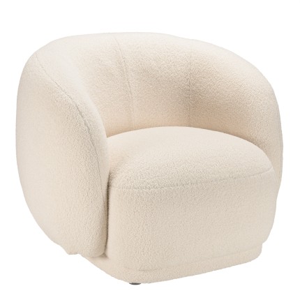 Fauteuil arrondi LEOPOLD en tissu bouclette écru