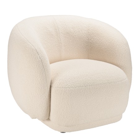 Fauteuil arrondi LEOPOLD en tissu bouclette écru