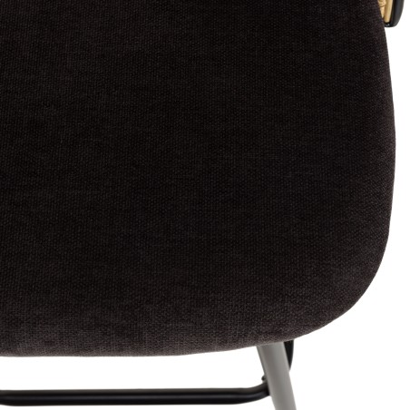 Lot de 2 tabourets d'îlot LEA - Assise tissu noir - Dossier effet cannage